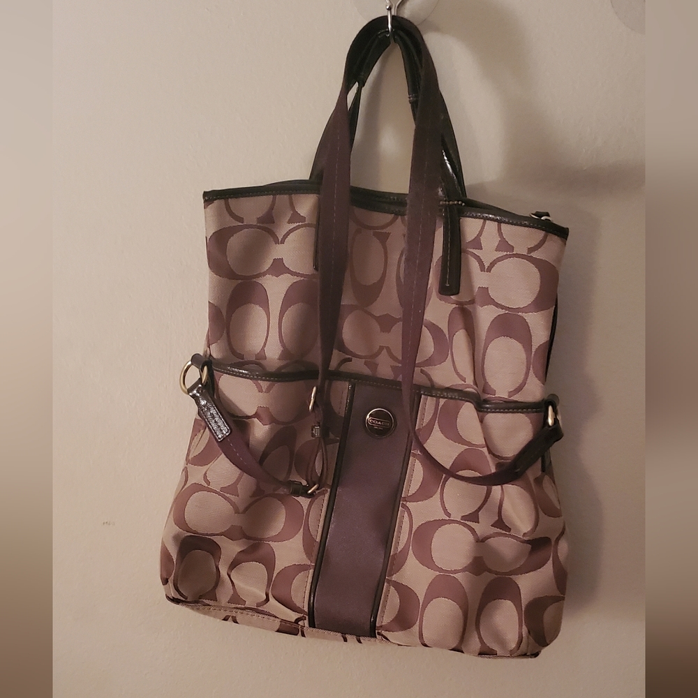 Coach Signature Stripe Foldover Tote